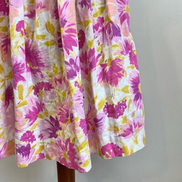 Vintage Handmade Cottagecore Peasant Pink Yellow Midi Skirt Pockets Women M - Picture 5 of 13